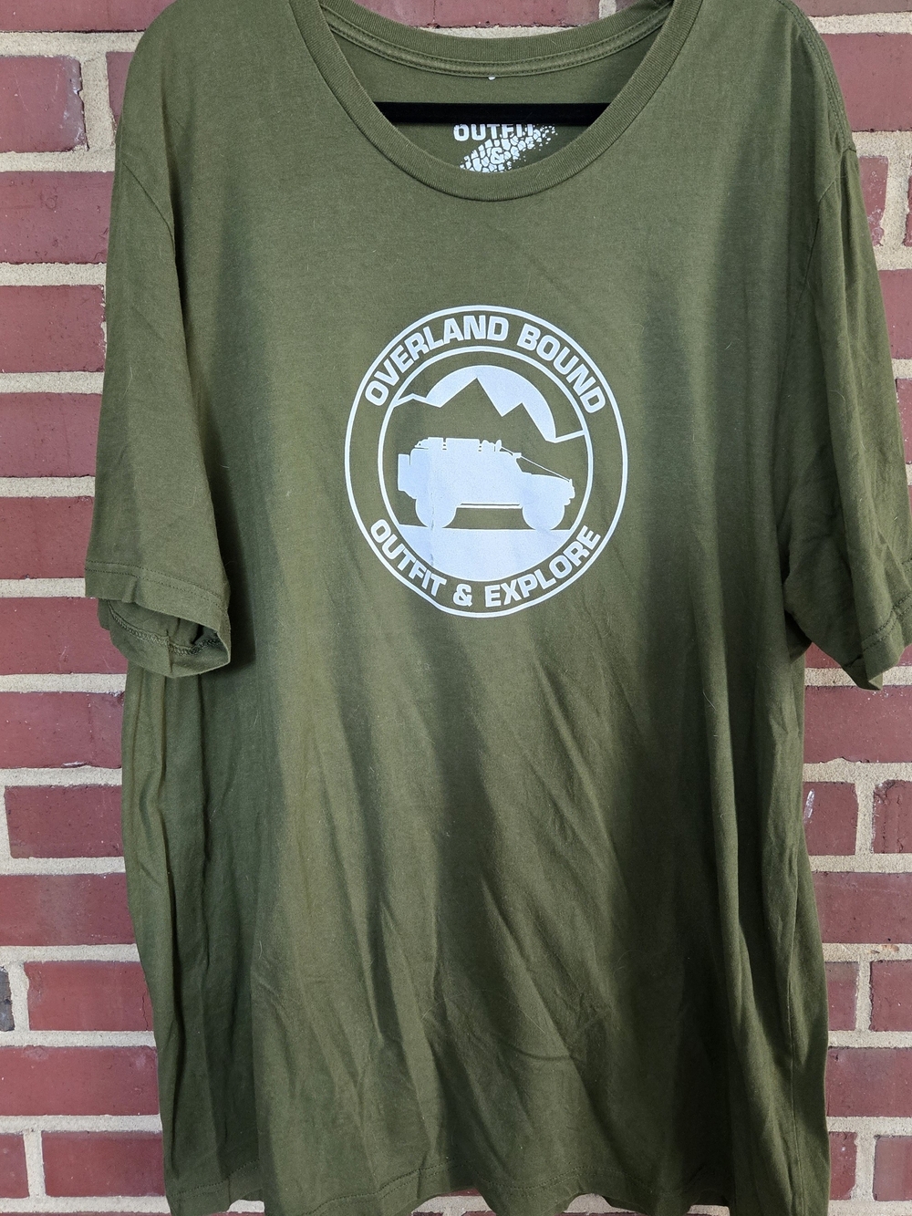 Overland Bound Jeep Camping Graphic Tee Shirt Men's 3XL Olive Green Off Road